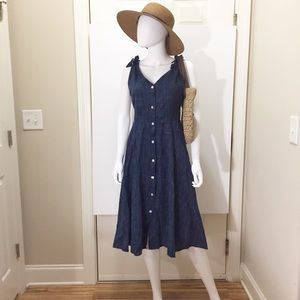 MARLED Dark Blue Crosshatch Fit & Flare Dress (S)